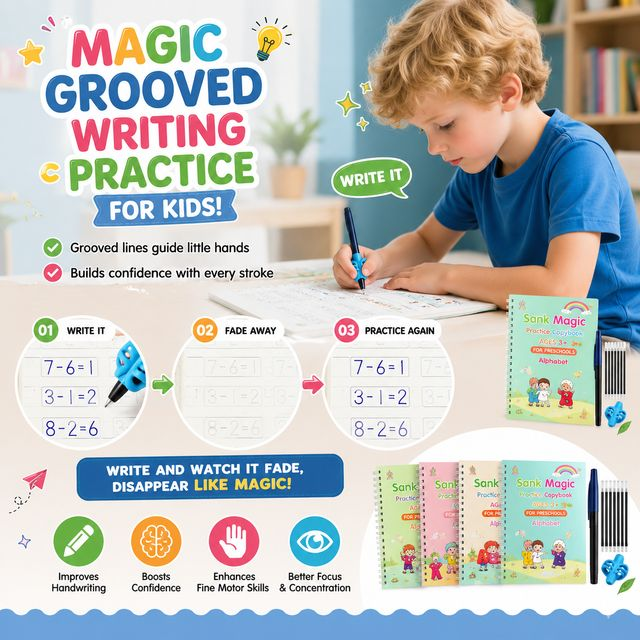 💥LAST DAY SALE 50%OFF💥📚MagicBook | Kids Practice Copybook Set (4Pcs/Set)