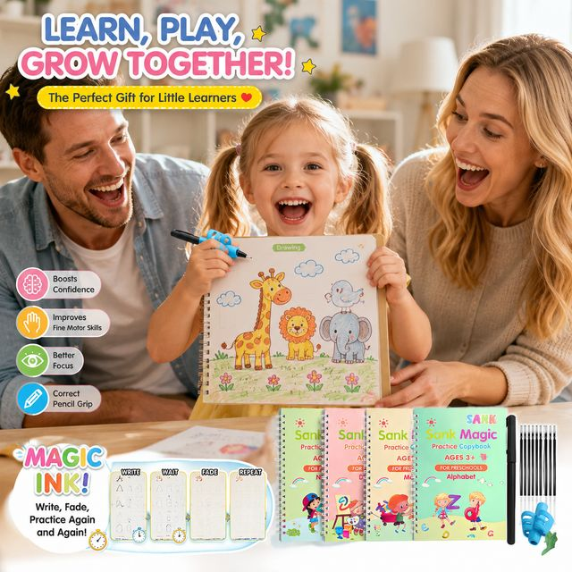 💥LAST DAY SALE 50%OFF💥📚MagicBook | Kids Practice Copybook Set (4Pcs/Set)