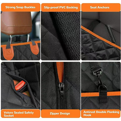 Waterproof Dog Car Seat Cover – Pet Travel Hammock & Rear Seat Protector