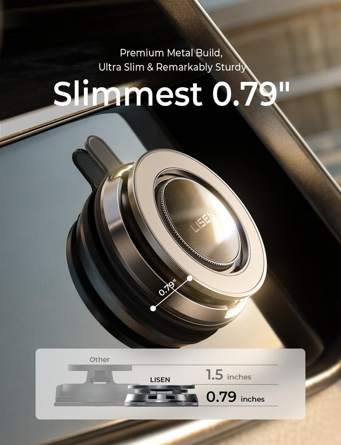 LISEN Suction Phone Mount for Vacuum [All-Metal & Nano Gel 98+LBS Suction] 360 Adjustable Vacuum Magnetic Phone Holder for Car, for Magsafe Car Mount for iPhone 17 Pro Max 16 15 14 13 12