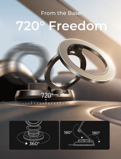 LISEN Suction Phone Mount for Vacuum [All-Metal & Nano Gel 98+LBS Suction] 360 Adjustable Vacuum Magnetic Phone Holder for Car, for Magsafe Car Mount for iPhone 17 Pro Max 16 15 14 13 12