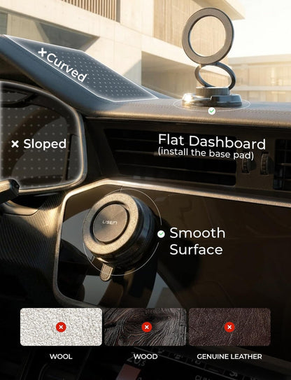 LISEN Suction Phone Mount for Vacuum [All-Metal & Nano Gel 98+LBS Suction] 360 Adjustable Vacuum Magnetic Phone Holder for Car, for Magsafe Car Mount for iPhone 17 Pro Max 16 15 14 13 12